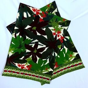 2 New TAG Dish Towels Red and Green Floral Embroidery Christmas Excellent Gift